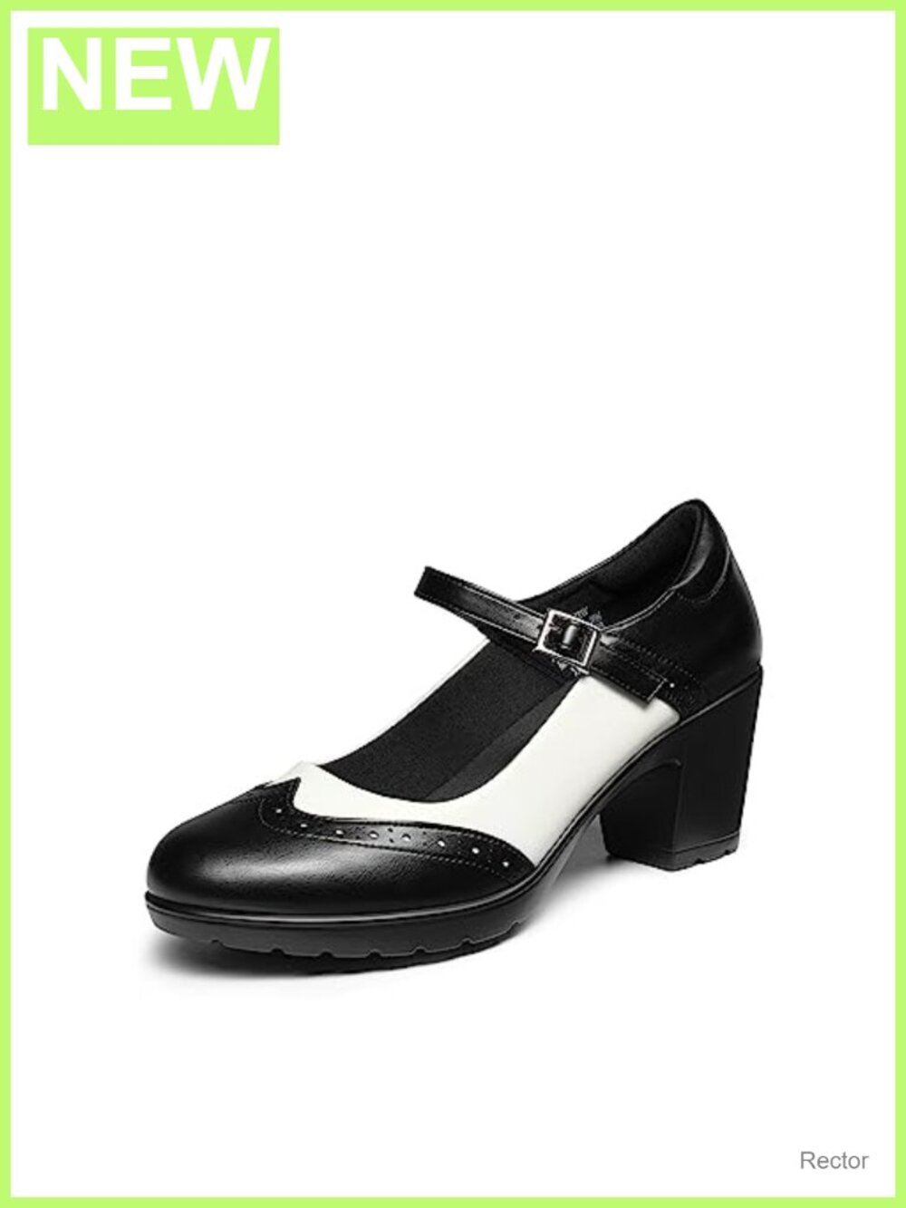 Women's Oxford Mary Jane Dress Shoes with Chunky Heel - Faux Leather